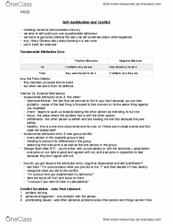 PACS202 Lecture Notes - Lecture 11: Fundamental Attribution Error, Cognitive Dissonance thumbnail