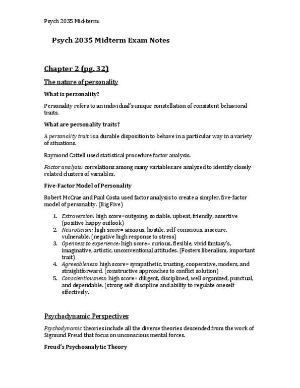 Psychology 2035A/B Midterm: Psych 2035 Midterm Exam Notes.docx - OneClass