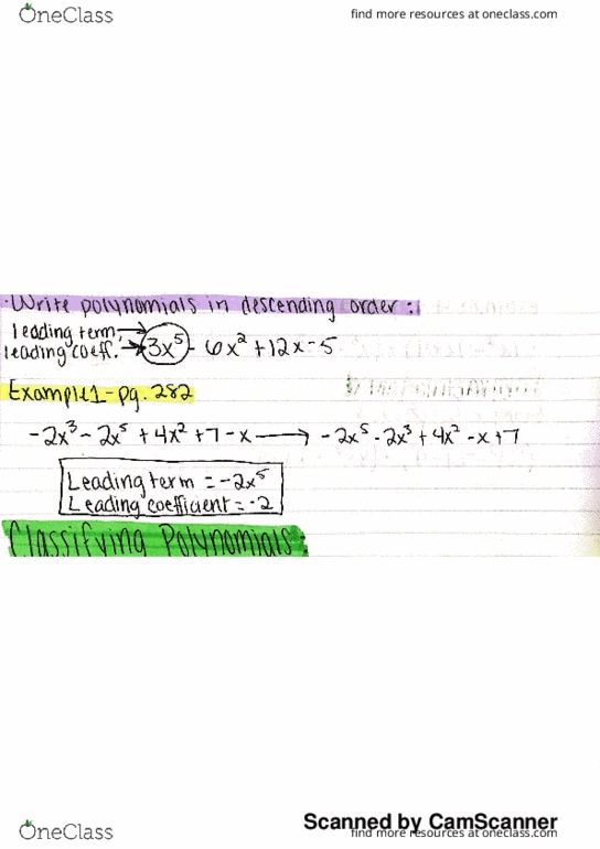 Mathematics MATH 11100 Lecture 3: 4.2 Adding and Subtracting Polynomials thumbnail