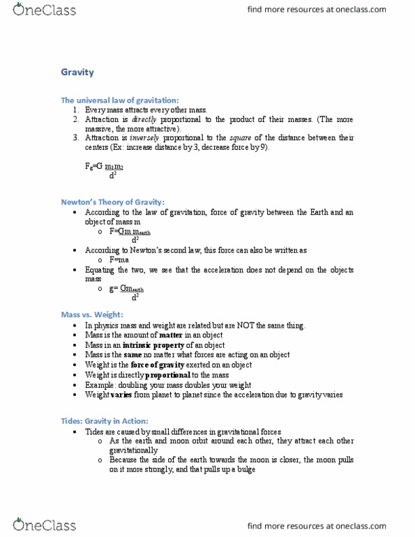 AS101 Lecture Notes - Lecture 3: Ellipse, Weightlessness, Inverse-Square Law thumbnail