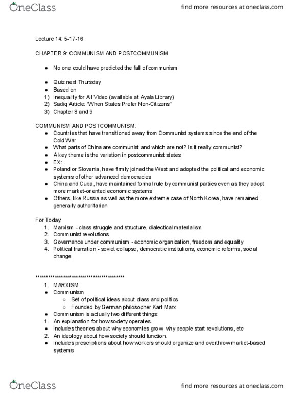 POL SCI 51A Lecture Notes - Lecture 14: Resource Curse, Liberal Democracy, Bourgeoisie thumbnail