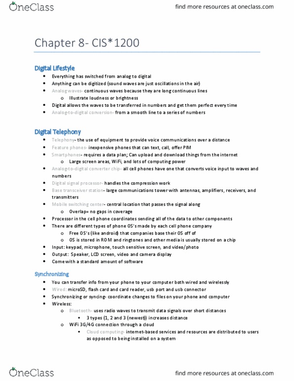 CIS 1200 Lecture Notes - Lecture 9: Hdmi, Sith, Memory Card thumbnail