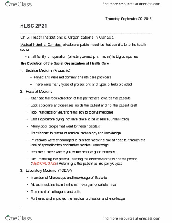 HLSC 2P21 Lecture Notes - Lecture 6: Xenotransplantation, Telemedicine, Health Promotion thumbnail