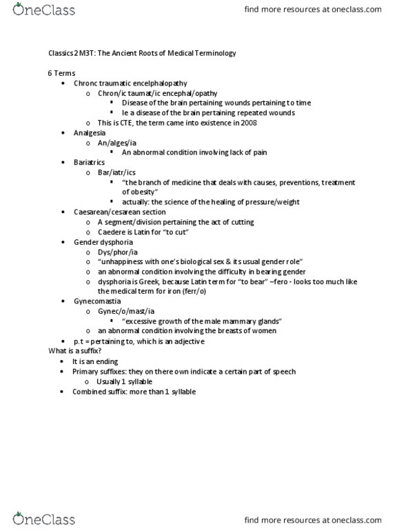CLASSICS 2MT3 Lecture Notes - Lecture 1: Dysphoria, Gynecomastia, Gender Dysphoria thumbnail