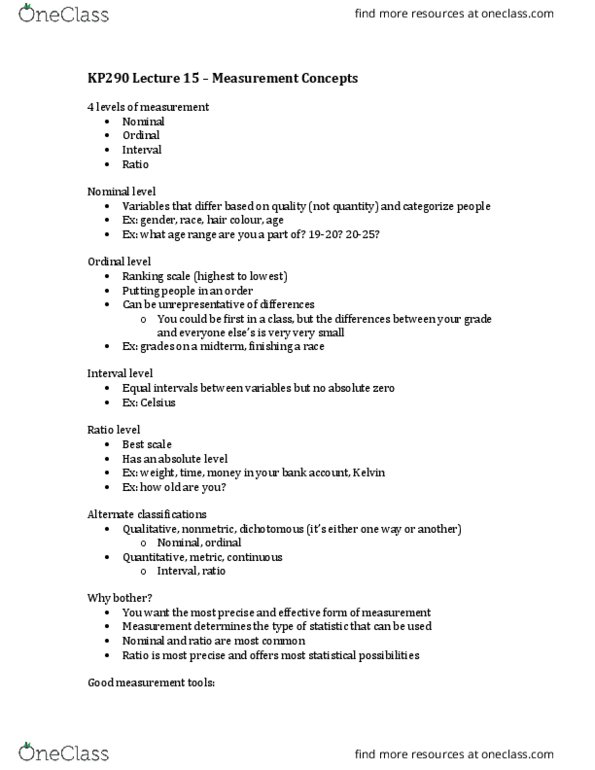 KP290 Lecture Notes - Lecture 15: Multi-Stage Fitness Test, Simple Math, Internal Consistency thumbnail