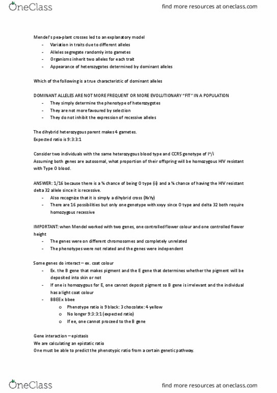 Biology 1001A Lecture Notes - Lecture 11: Radiation And Nuclear Safety Authority, Wpp Plc, Epistasis thumbnail