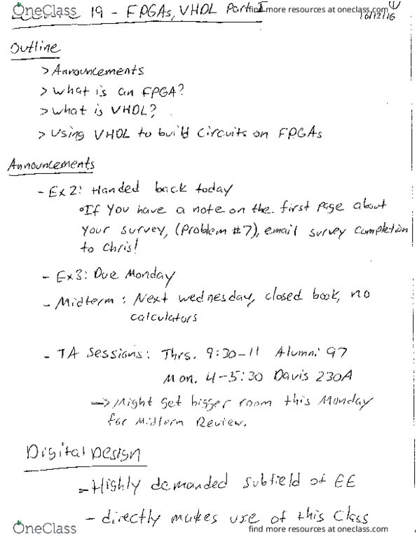 EE 278 Lecture Notes - Lecture 19: Truth Table, Vhdl, Field-Programmable Gate Array thumbnail