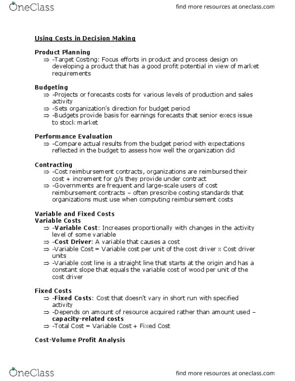 BU247 Lecture Notes - Lecture 6: Opportunity Cost, Sunk Costs, Outsourcing thumbnail