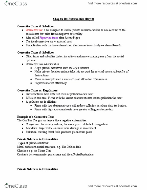 ECON 2304 Lecture Notes - Lecture 16: Transaction Cost, Coase Theorem, Pigovian Tax thumbnail