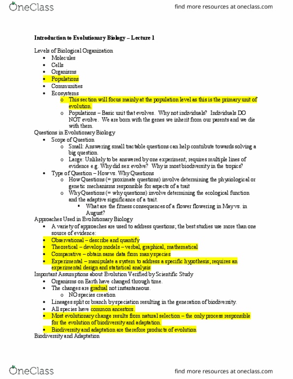 BIO120H1 Lecture Notes - Lecture 1: Genomics, Iridaceae, Biogeography thumbnail