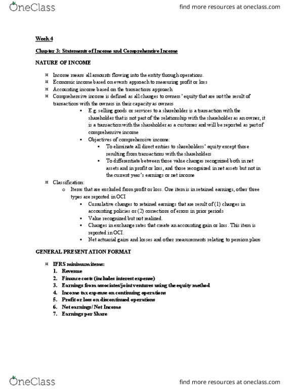AFA 300 Chapter Notes - Chapter 3: Deferred Income, Comprehensive Income, Retained Earnings thumbnail