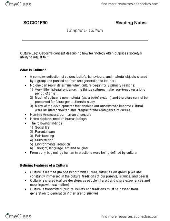 SOCI 1F90 Chapter Notes - Chapter 5: Canadian Literature, Microsociology, Puritans thumbnail