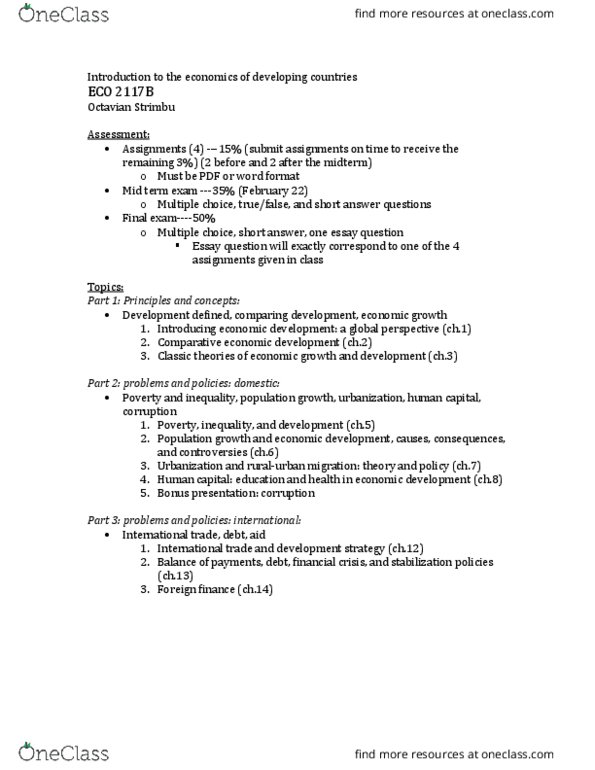 ECO 2117 Lecture Notes - Lecture 1: International Trade, Human Capital, Multiple Choice thumbnail