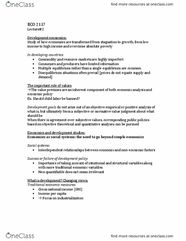 ECO 2117 Lecture Notes - Lecture 2: Millennium Development Goals, Amartya Sen, Capability Approach thumbnail