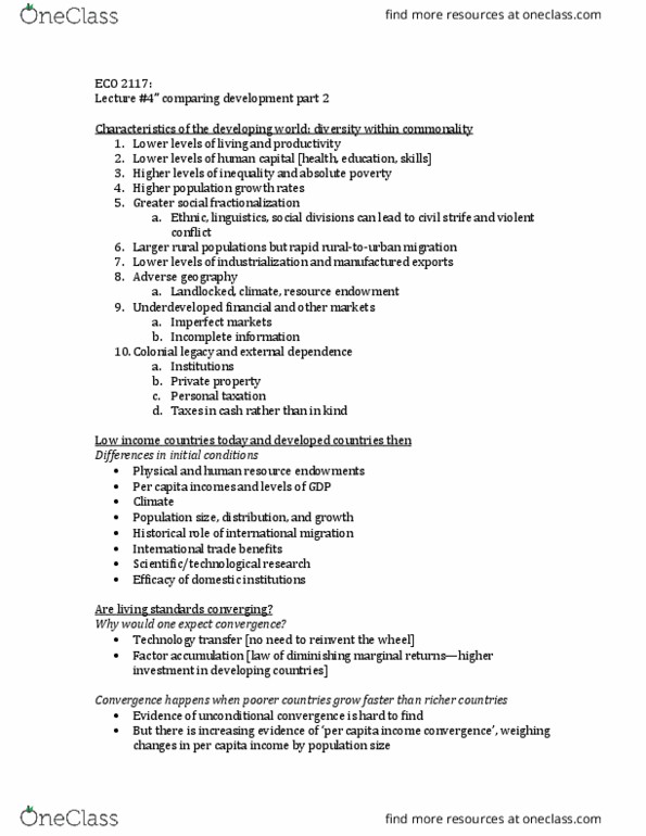 ECO 2117 Lecture Notes - Lecture 4: Unconditional Convergence, Technology Transfer, International Trade thumbnail