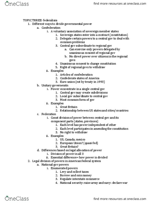 POLS 206 Lecture Notes - Lecture 5: Cooperative Federalism, Conditionality, Unanimous Consent thumbnail