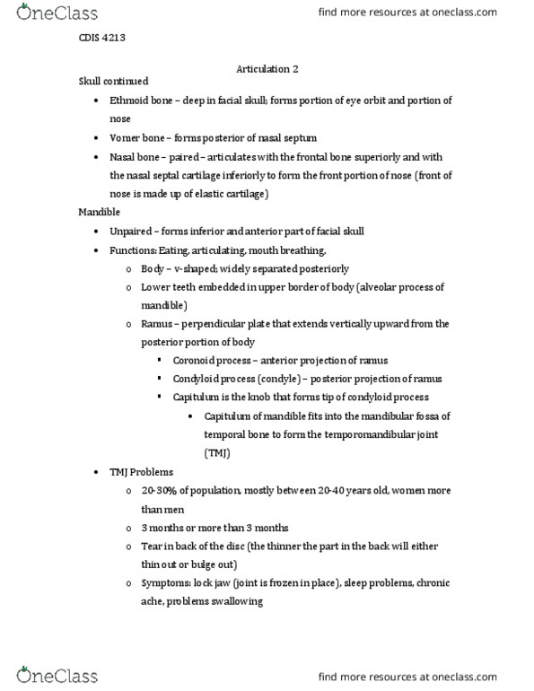 CDIS 4213 Lecture Notes - Lecture 13: Palatoglossus Muscle, Adenoid, Cricoid Cartilage thumbnail