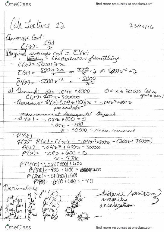 MATH-1100 Lecture 12: Calc 1100 Lecture 12 Section 3.4 and 3.5 thumbnail
