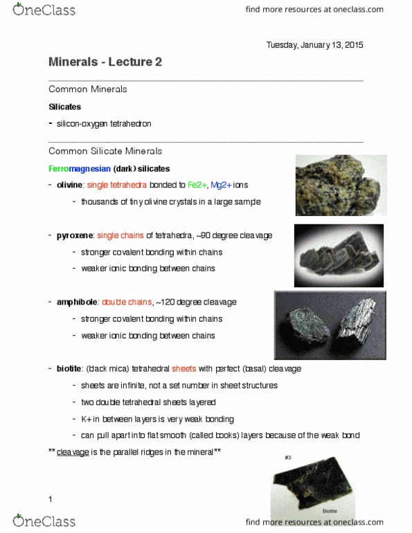 Earth Sciences 1022A/B Lecture Notes - Lecture 2: Galena, Plagioclase, Orthoclase thumbnail