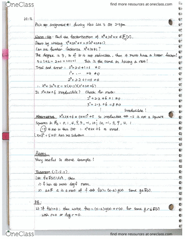 MATH 235 Lecture Notes - Lecture 17: Algebraically Closed Field thumbnail