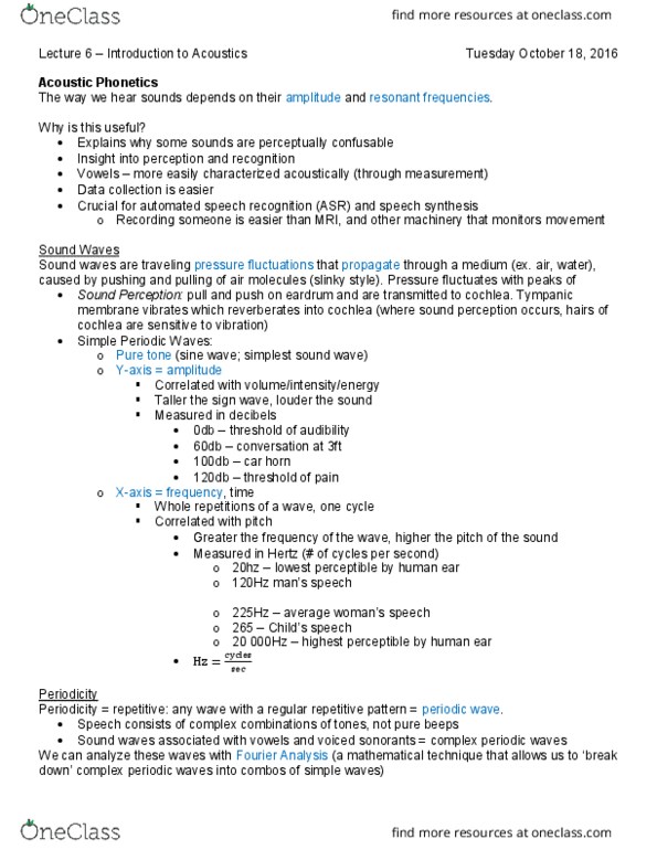 LINB09H3 Lecture Notes - Lecture 6: Vocal Folds, Vocal Tract, Formant thumbnail