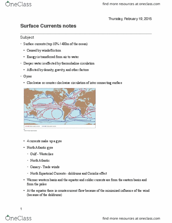 OCEAN 101 Lecture Notes - Lecture 1: California Current, Ocean Current, Ekman Transport thumbnail