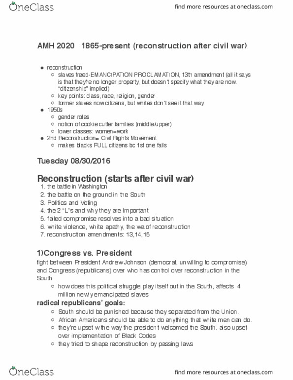 AMH 2020 Lecture Notes - Lecture 1: Emma Goldman, Hull House, Secret Ballot thumbnail