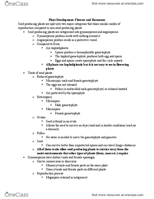 BSCI 207 Lecture Notes - Lecture 20: Phytochrome, Transcription Factor, Meristem thumbnail