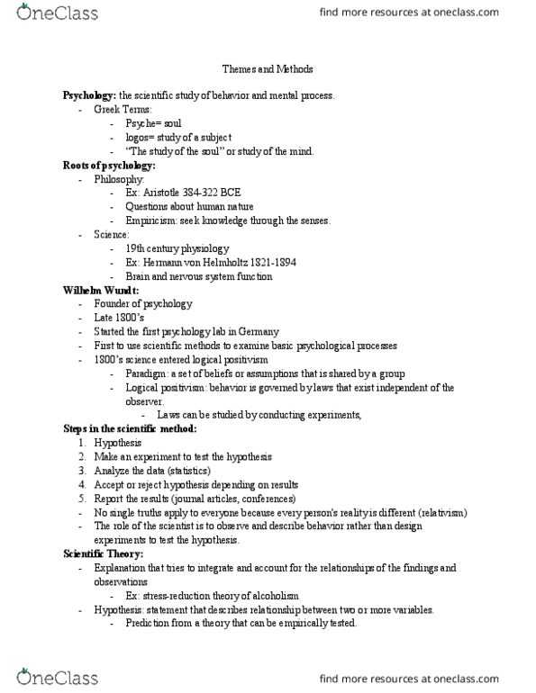 PSY B110 Lecture Notes - Lecture 1: Central Tendency, Frequency Distribution, Squared Deviations From The Mean thumbnail