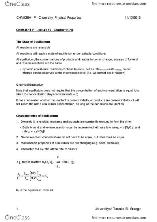 CHM135H1 Lecture 16: 19/09/16 CHM135H1 F LEC0101 Lecture 16 Notes thumbnail