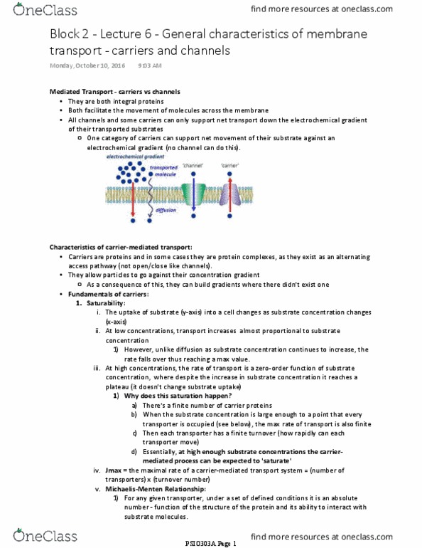PSIO 303A Lecture 21: Block 2 - Lecture 6 - General characteristics of membrane transport - carriers and channels_AF thumbnail