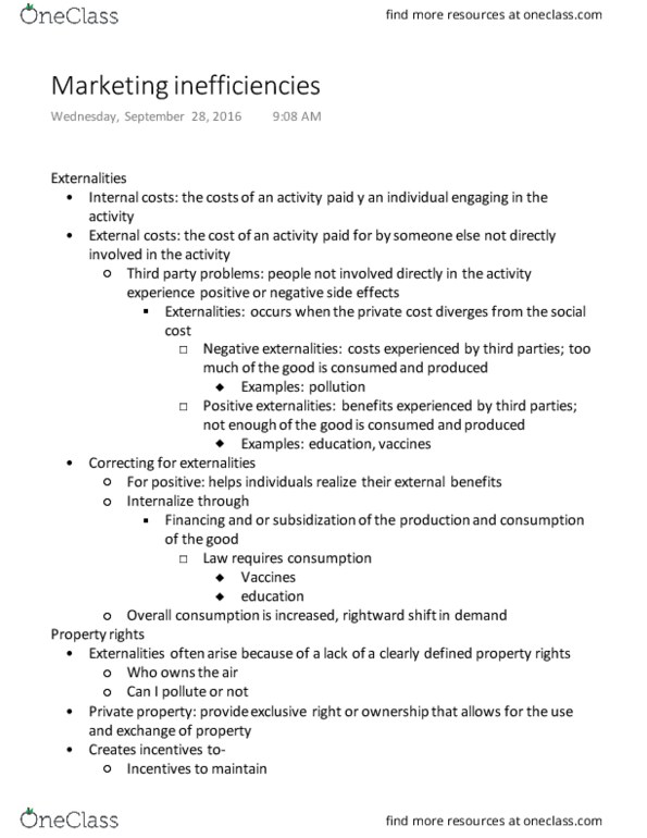 ECON-2000 Chapter Notes - Chapter 7: Free Rider Problem, Social Cost, Externality thumbnail