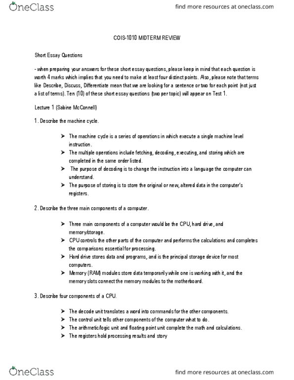 COIS 1010H Lecture Notes - Lecture 6: Serial Communication, Plaintext, Software As A Service thumbnail