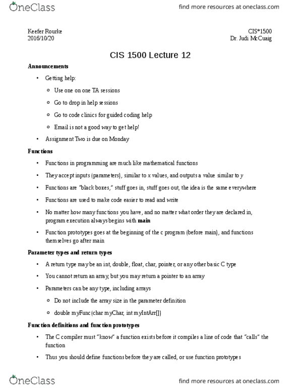 CIS 1500 Lecture Notes - Lecture 12: Entry Point, Data Segment, Global Variable thumbnail