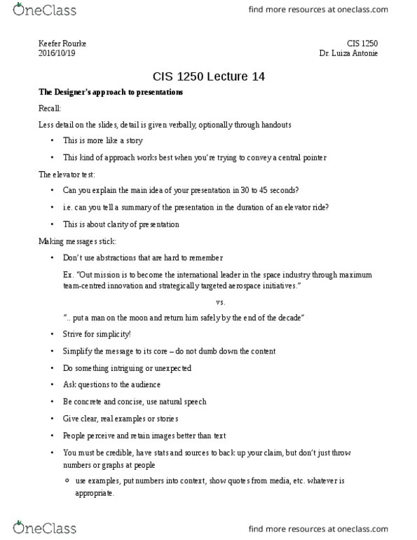 CIS 1250 Lecture Notes - Lecture 14: Brainstorming, Scott Mcnealy thumbnail
