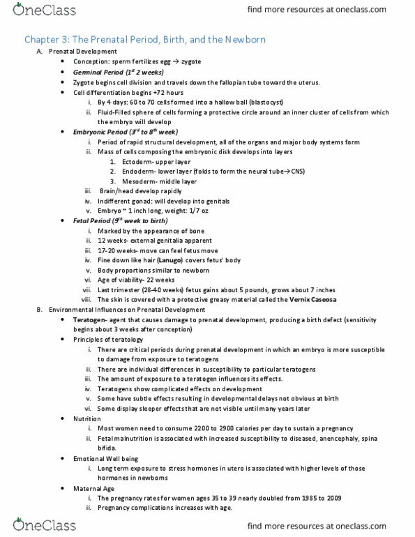 PSY 01316 Lecture Notes - Lecture 3: Infant Mortality, Apgar Score, Stillbirth thumbnail