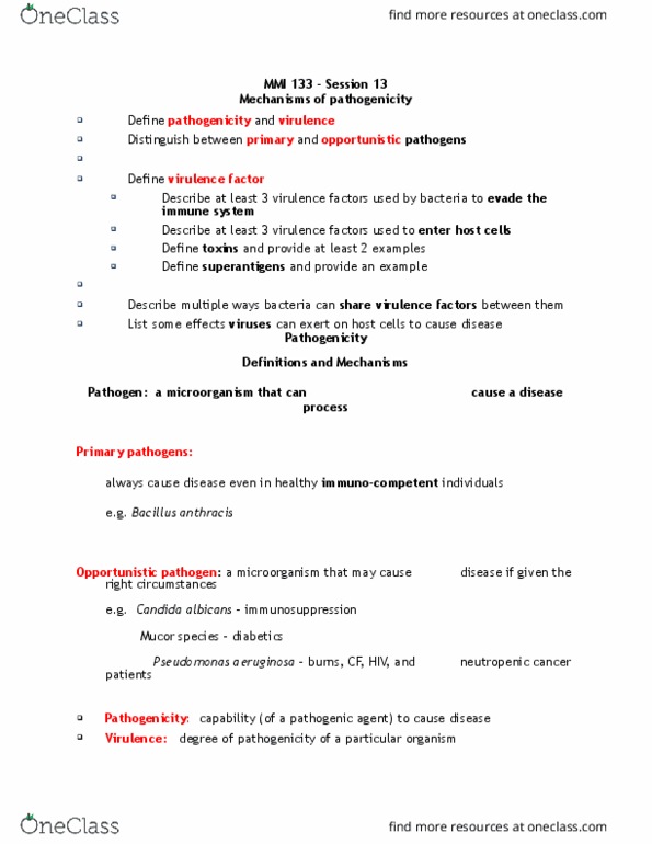 MMI133 Lecture Notes - Lecture 13: Necrotizing Fasciitis, Vacuole, Macrophage thumbnail