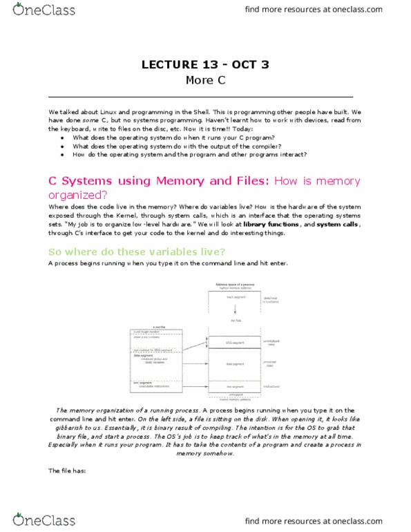 COMP 206 Lecture Notes - Lecture 13: Binary File, A.Out, Data Segment thumbnail