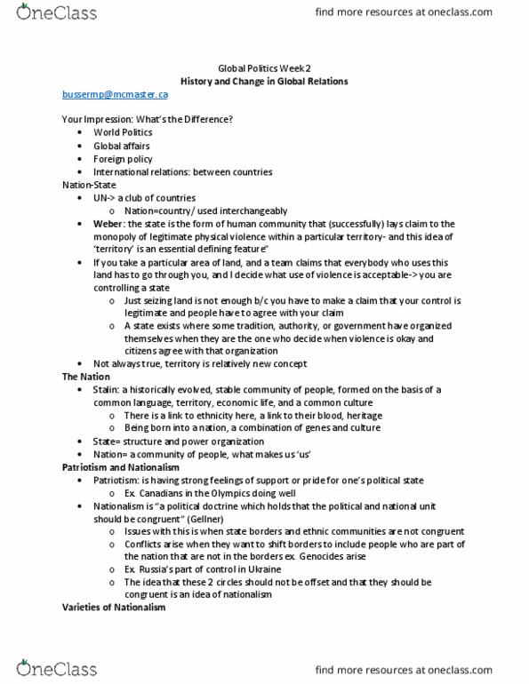 POLSCI 2I03 Chapter Notes - Chapter 1-6: Neoliberalism, X Article, Mercantilism thumbnail