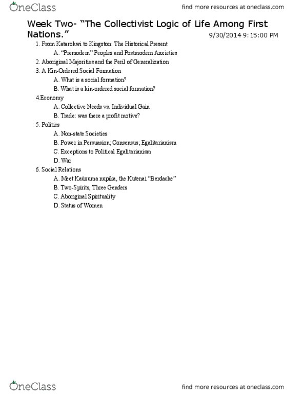 HIST 124 Lecture Notes - Lecture 2: Egalitarianism, Profit Motive thumbnail