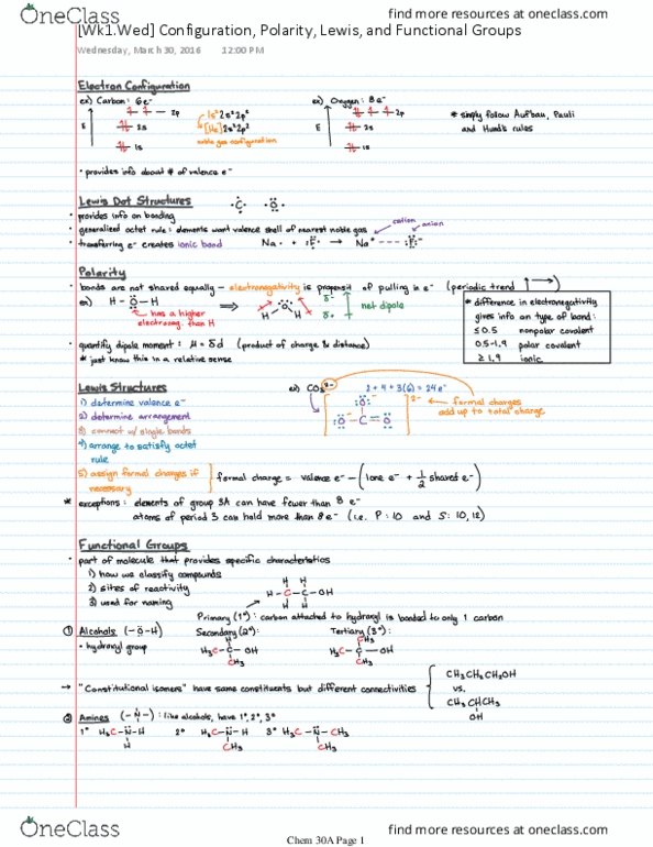 CHEM 30A Lecture 2: [Wk1.Wed] Configuration, Polarity, Lewis, and Functional Groups thumbnail