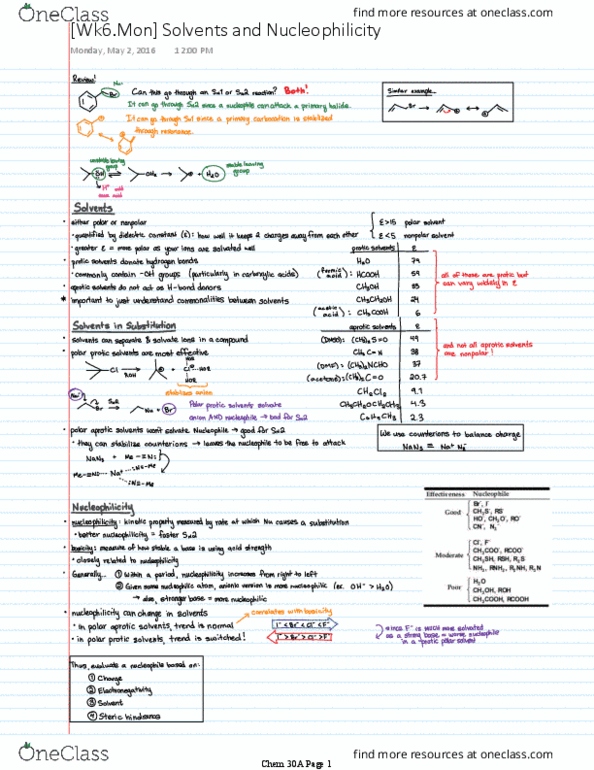 CHEM 30A Lecture 13: [Wk6.Mon] Solvents and Nucleophilicity thumbnail