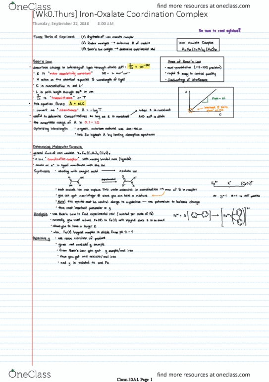 CHEM 30AL Lecture 1: [Wk0.Lec] Iron-Oxalate Coordination Complex thumbnail