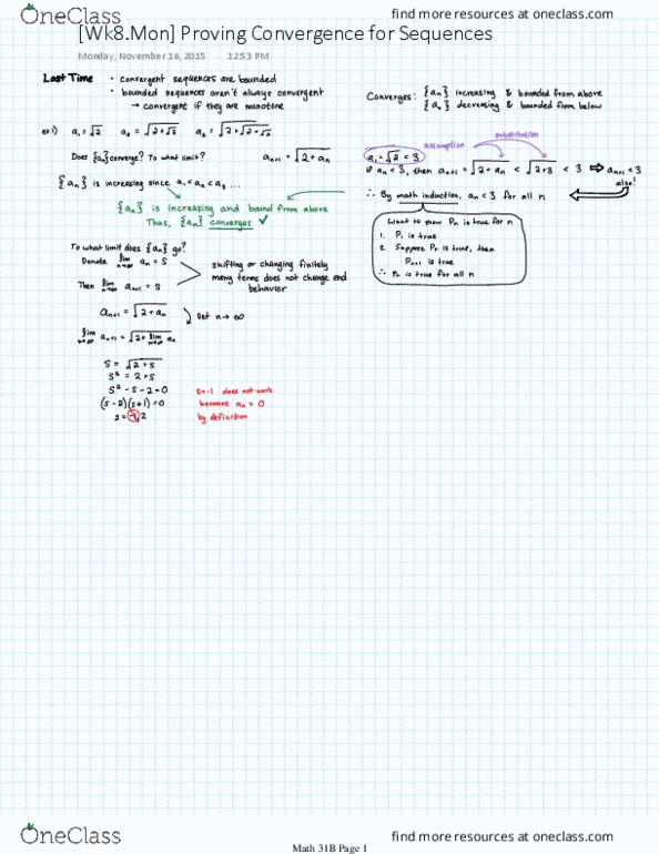 MATH 31B Lecture 8: [Wk8.Mon] Proving Convergence for Sequences thumbnail