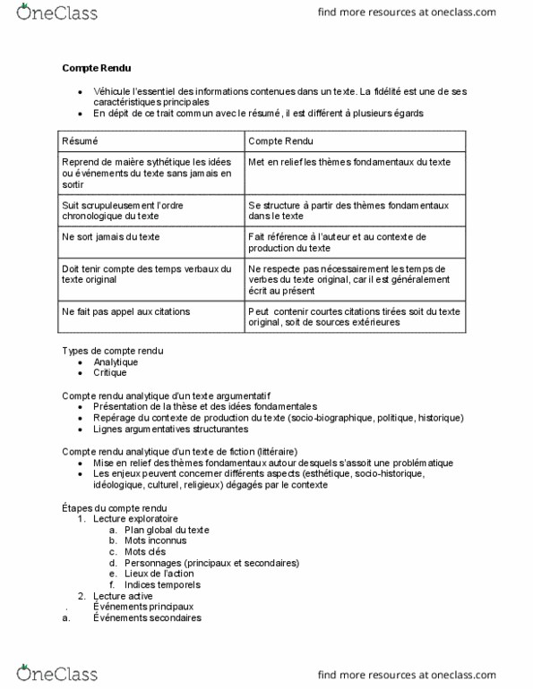 FRA 1710 Lecture 7: 10-19-2016 Compte Rendu thumbnail