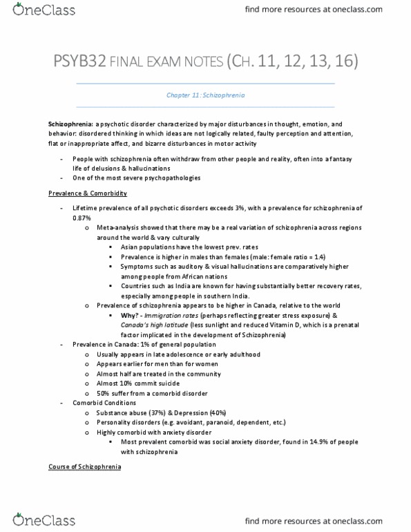 PSYB32H3 Chapter 11-16: PSYB32 final exam notes thumbnail
