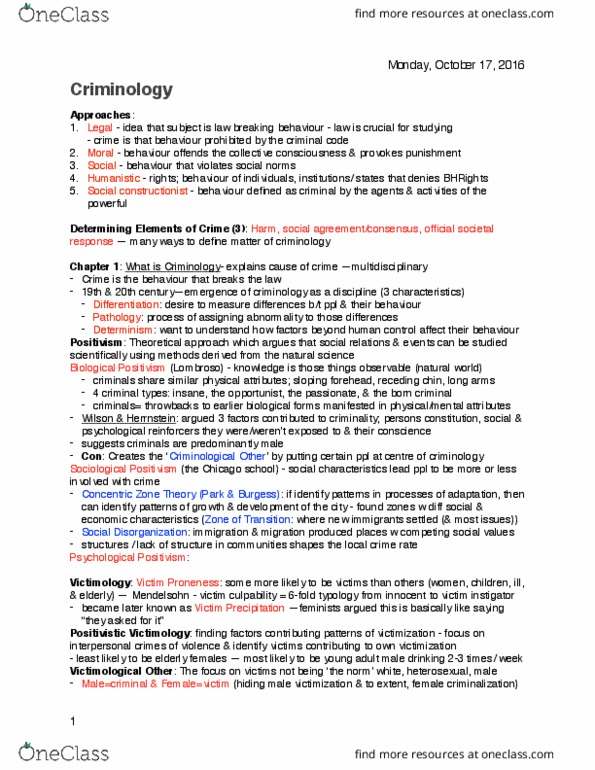 Classical Studies 2301A/B Chapter Notes - Chapter 1, 4-5: Peter Sutcliffe, Harold Shipman, Victimology thumbnail