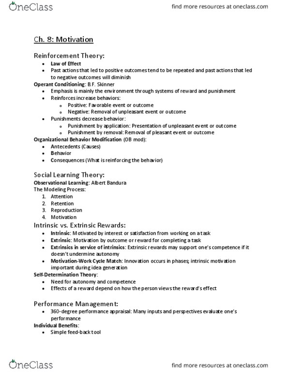 MGMT 2100 Lecture Notes - Lecture 6: Albert Bandura, Social Learning Theory, Motivation thumbnail