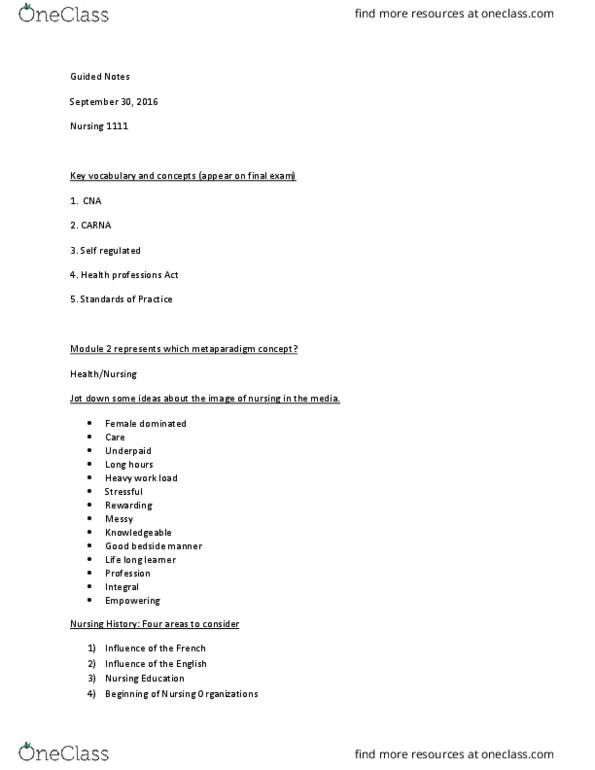 NURS 1111 Lecture Notes - Lecture 4: Nursing Process, Esure thumbnail