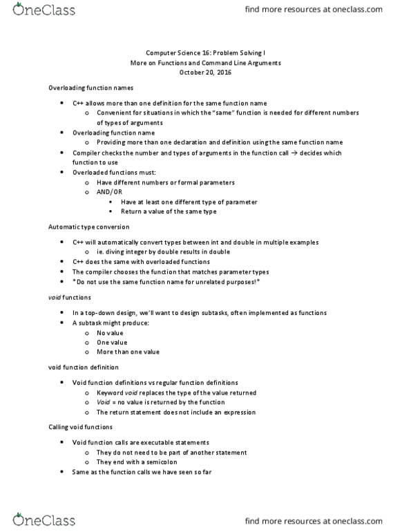 CMPSC 16 Lecture Notes - Lecture 8: Morphism Of Algebraic Varieties, Return Statement, Type Conversion thumbnail